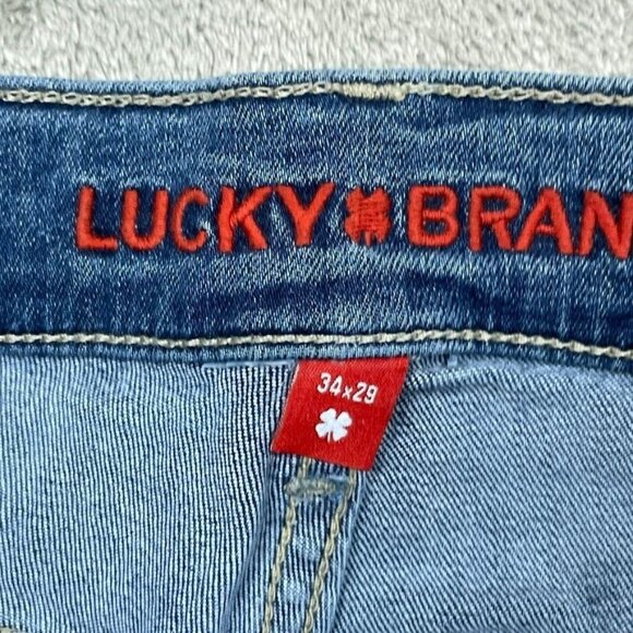 Lucky Brand 223 Straight Jeans Mens 34x29 Light Blue Stretch Denim a0196 - Picture 5 of 11